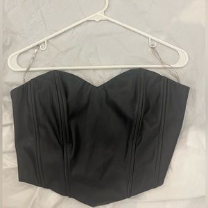 Faux Leather Sweetheart Crop Top